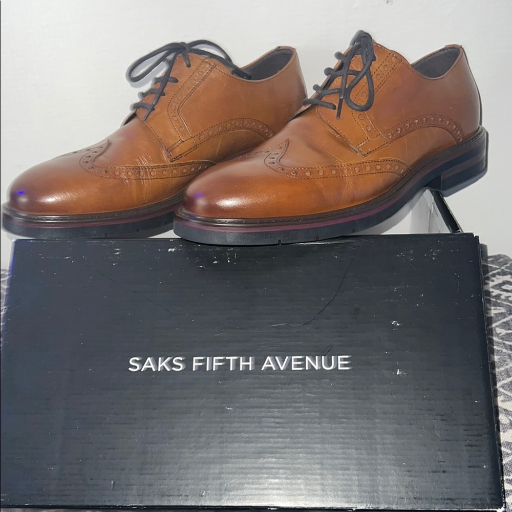 Saks Fifth Avenue Brown Wingtip Oxfords